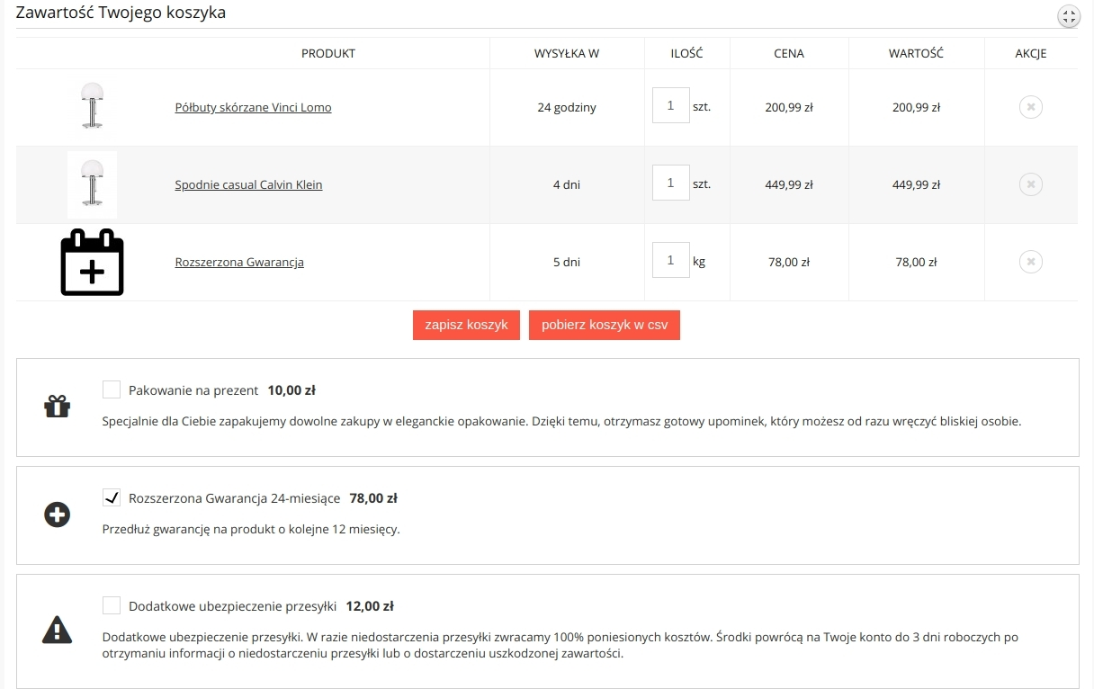 Przykład użycia aplikacji HotBasket w sklepie internetowym Shoper