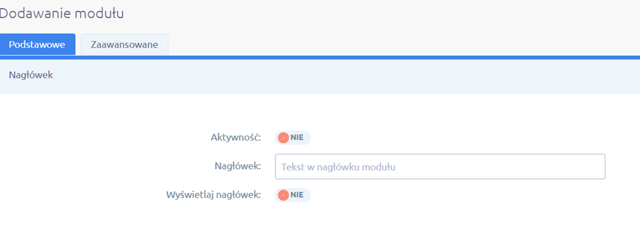 Panel administracyjny sklepu > Dodatki i integracje > Moje aplikacje > Wyprzedaże / Sekcje produktowe > Lista modułów > Dodawanie > Aktywność