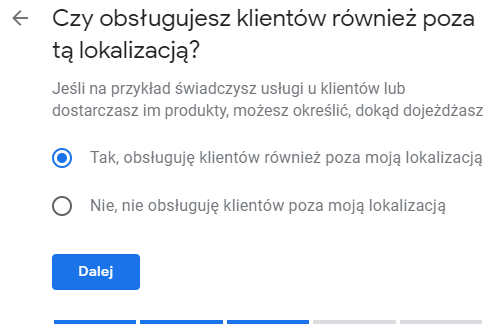 Ustawienia obsługi klientów firmy poza jej lokalizacją