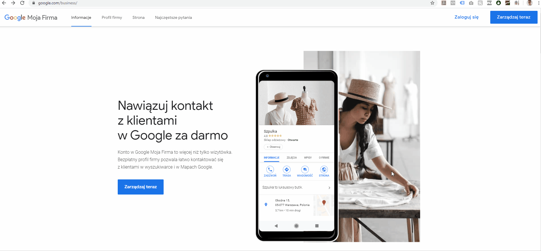 Zakładanie konta firmy w Google Moja Firma