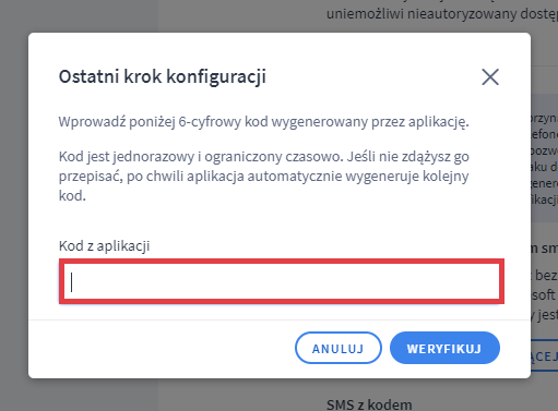 Wprowadź jednorazowy kod wygenerowany przez aplikację w telefonie Panel administracyjny sklepu > Moje konto > Bezpieczne logowanie > Aplikacja weryfikująca > Kod jednorazowy z aplikacji