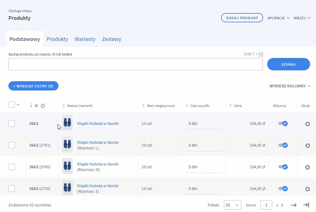 Możesz w prosty sposób wyłączyć wyświetlanie miniatur zdjęć produktów Panel administracyjny sklepu > Obsługa sklepu >Produkty > Miniatury zdjęć produktów
