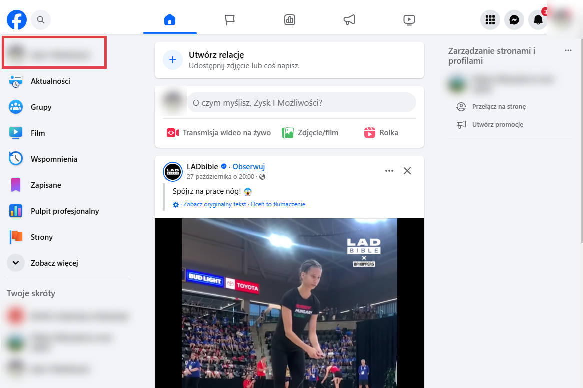 Konto Facebook strona główna