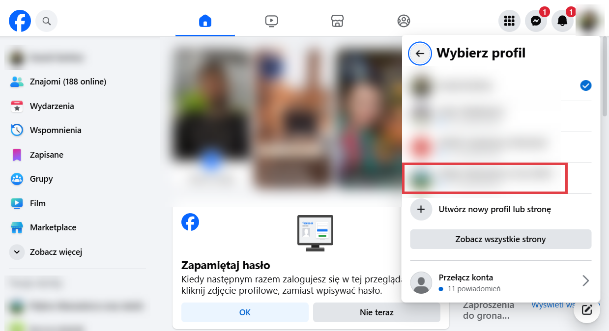 Konto Facebook > Profil firmowy (fanpage)