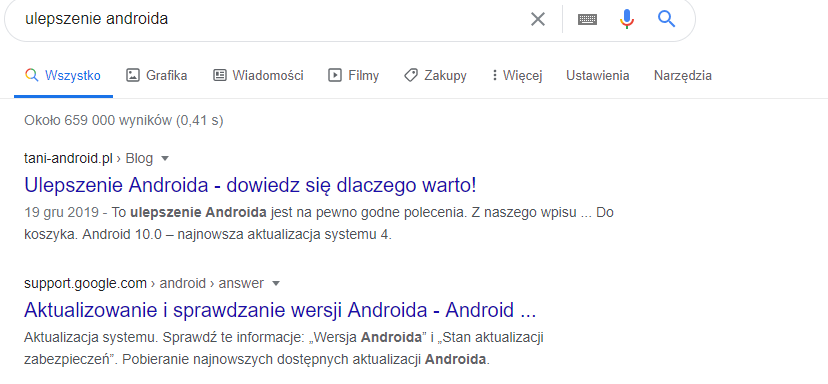 Wyszukiwarka Google > Wyniki wyszukiwania > Meta Description