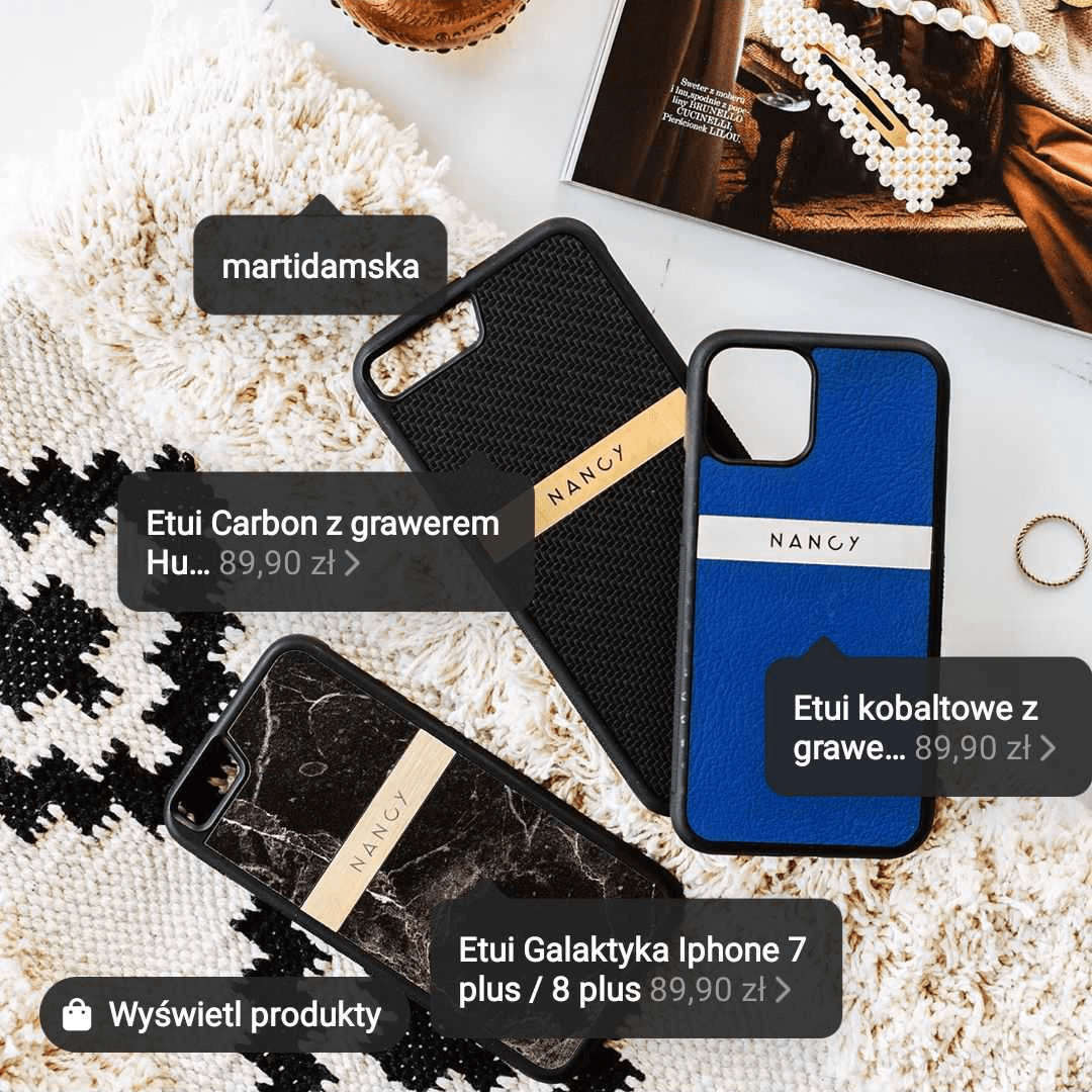 Przykładowe oznaczenia produktów na zdjęciu opublikowanym na Instagramie