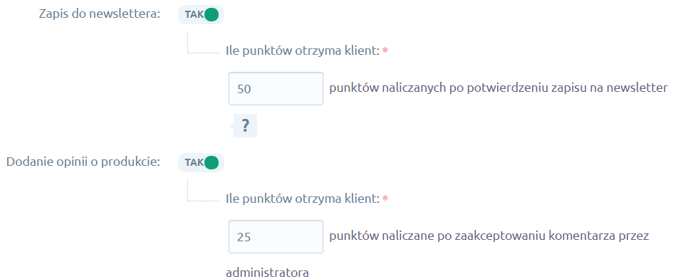 Dodatkowe punkty w programie lojalnościowym, np. za newsletter lub dodane opinie do produktów Dodatkowe punkty w programie lojalnościowym, np. za newsletter lub dodane opinie do produktów