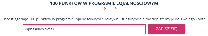 Front sklepu internetowego > Formularz zapisu do newslettera > Punkty w programie lojalnościowym