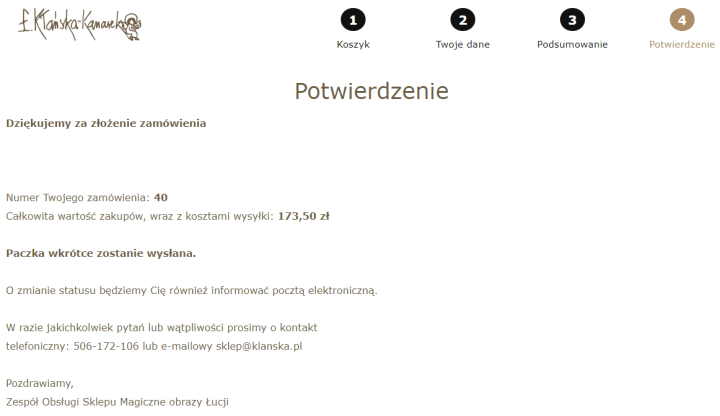 Przykład potwierdzenia zamówienia (wiadomość e-mail) Przykład potwierdzenia zamówienia (wiadomość e-mail)