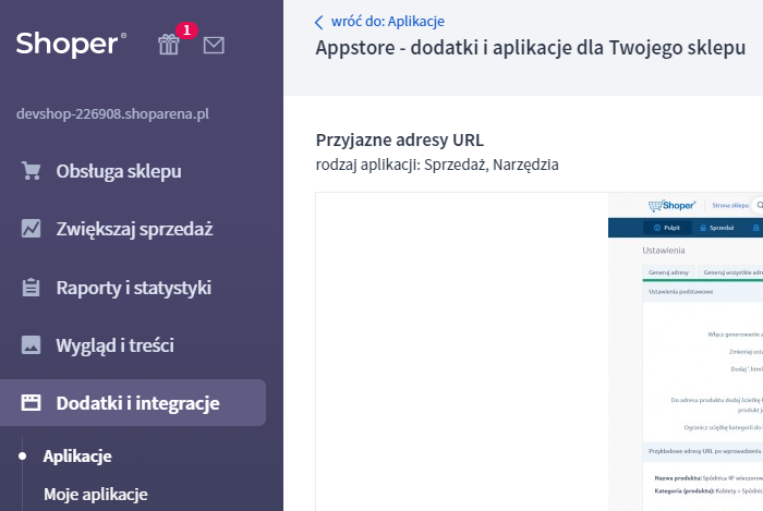 Aplikacja do sklepu internetowego Shoper do konfiguracji przyjaznych linków
