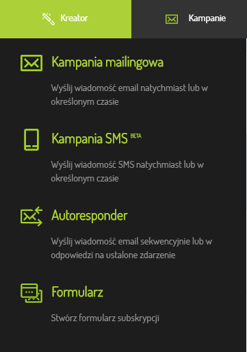 Z dostępnych opcja Kreatora wybierz: Autoresponder Z dostępnych opcja Kreatora wybierz: Autoresponder
