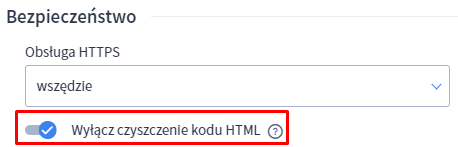 Opcja czyszczenia kodu HTML dostępna w Panelu administracyjnym sklepu Shoper