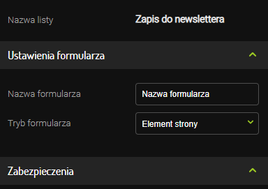 Wybierz listę odbiorców i tryb formularza Wybierz listę odbiorców i tryb formularza