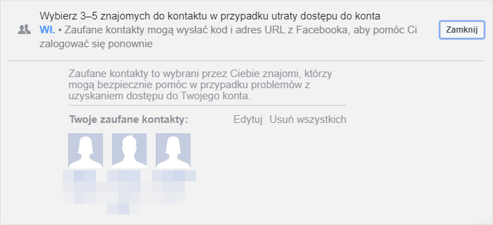 Dodawanie zaufanych kontaktów w ustawieniach konta Facebook Dodawanie zaufanych kontaktów w ustawieniach konta Facebook
