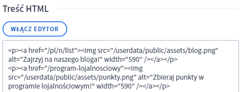 Kod HTML dodanych dwóch obrazków przed wrzuceniem ich do dwóch kontenerów (obok siebie)
