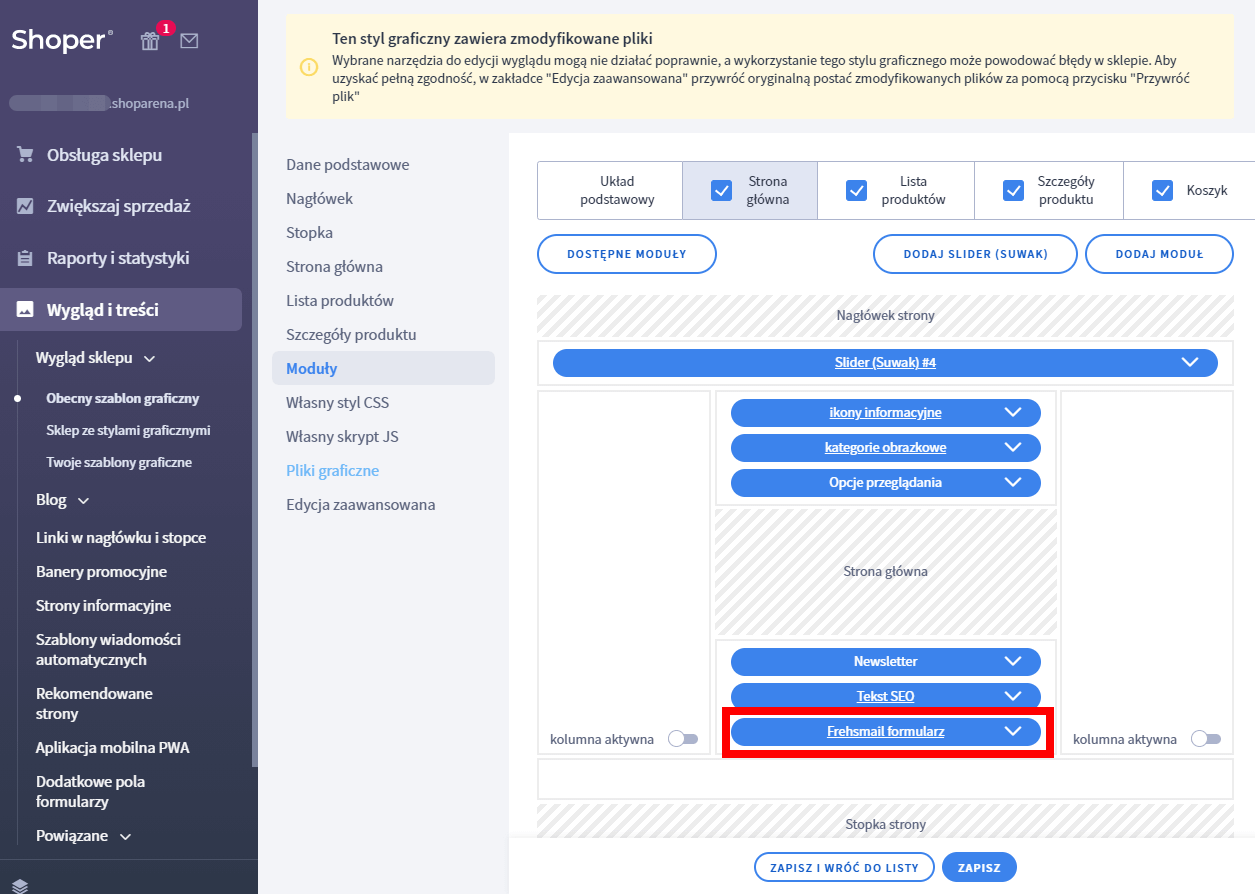 Przykład modułu z wklejonym kodem - umieszczonego na stronie głównej sklepu Shoper Przykład modułu z wklejonym kodem - umieszczonego na stronie głównej sklepu Shoper