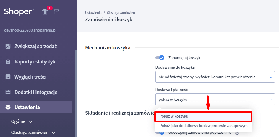 Konfiguracja ilości etapów realizacji zamówienia (kroki w koszyku) w sklepie Shoper Konfiguracja ilości etapów realizacji zamówienia (kroki w koszyku) w sklepie Shoper