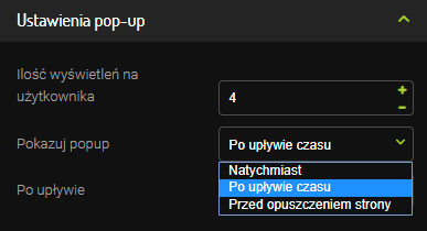 Ustawienia formularza (tryb pop-up) Ustawienia formularza (tryb pop-up)