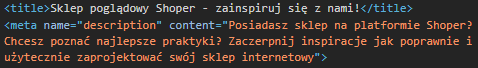 Przykład kodu meta-tagów. Przykładowy kod odpowiadający za meta-tagi