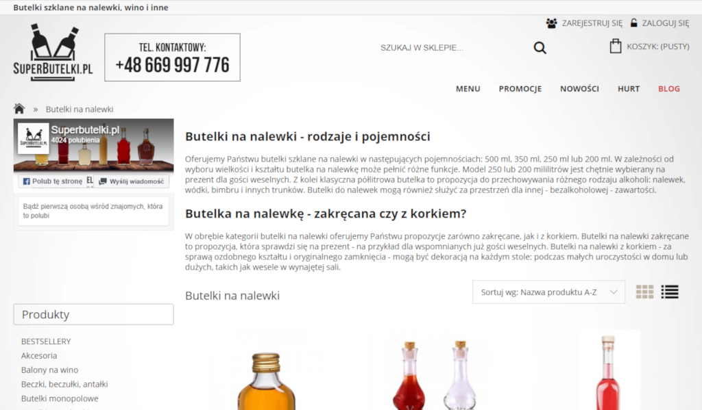 Przykład umieszczenia odpowiedzi na najczęstsze pytania w opisie kategorii produktów