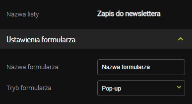 Tryb formularza: Pop-up Tryb formularza: Pop-up
