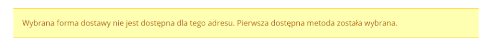 Strona sklepu internetowego Shoper > Komunikat > Wybrana forma dostawy nie jest dostępna dla tego adresu