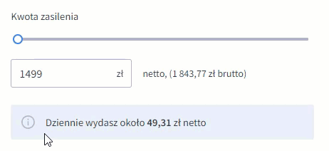 Użyj suwaka w Panelu administracyjnym sklepu, aby zmienić budżet przeznaczony na reklamę W Panelu administracyjnym sklepu Shoper przy pomocy suwaka możesz zmienić budżet kampanii reklamowej