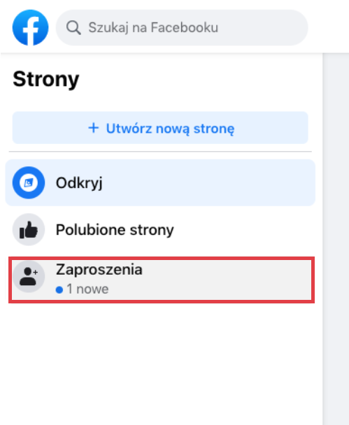 Wyświetl nowe zaproszenia do stron FB Konto Facebook > Strony > Zaproszenia