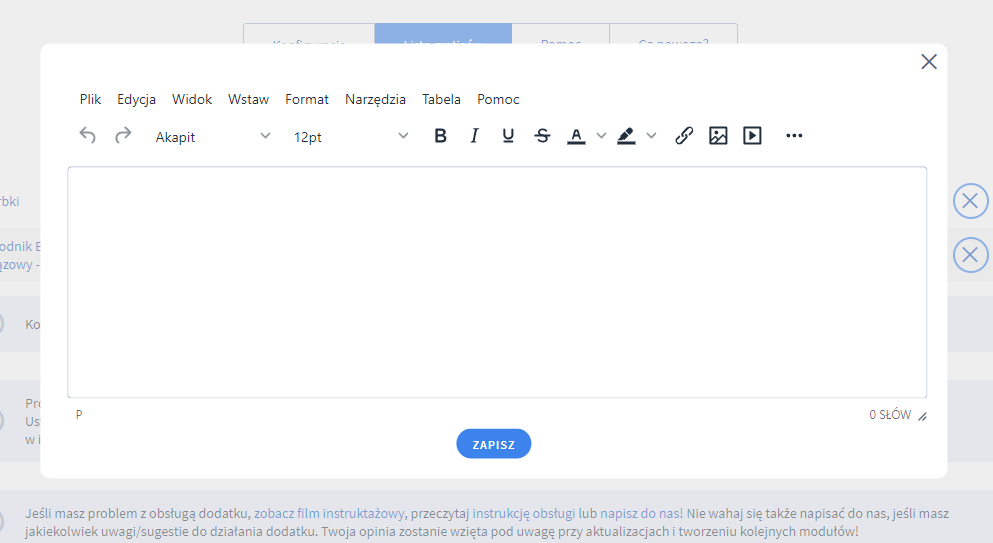 Zmień opis dla wybranego gratisu w sklepie Shoper Panel administracyjny sklepu > Dodatki i integracje > Moje aplikacje > Produkt gratisowy w koszyku > Lista gratisów > Produkt > Opis gratisu