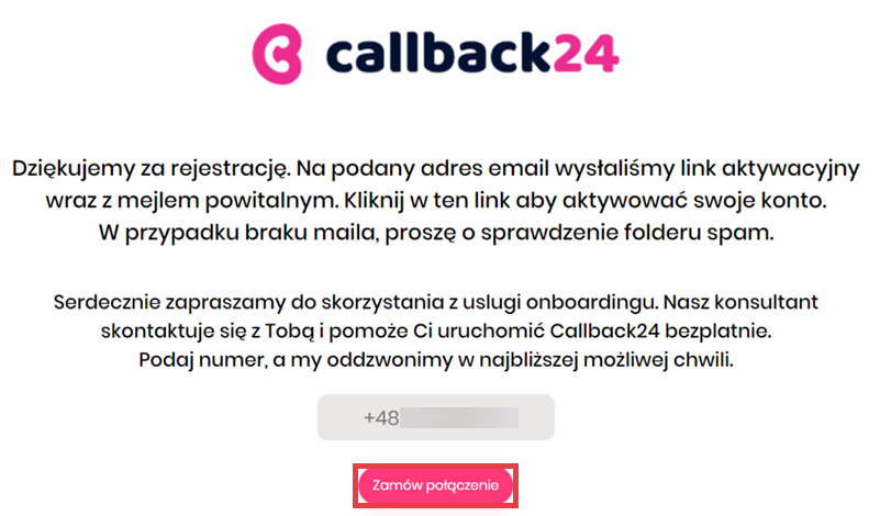 Panel administracyjny sklepu > Dodatki i integracje > Moje aplikacje > Callback24 > Rejestracja > Aktywacja