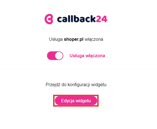 Panel administracyjny sklepu > Dodatki i integracje > Moje aplikacje > Callback24 > Konfiguracja