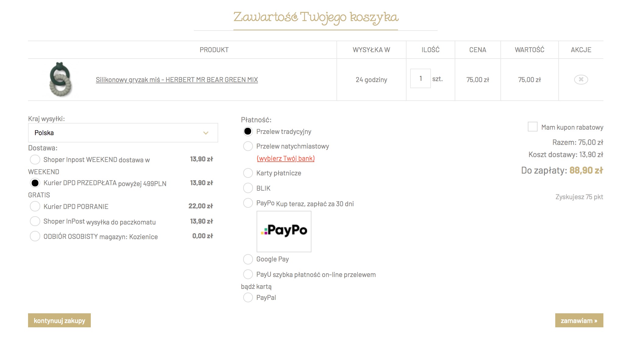 Płatność PayPo w sklepie cocoshki.pl Płatność PayPo w sklepie cocoshki.pl