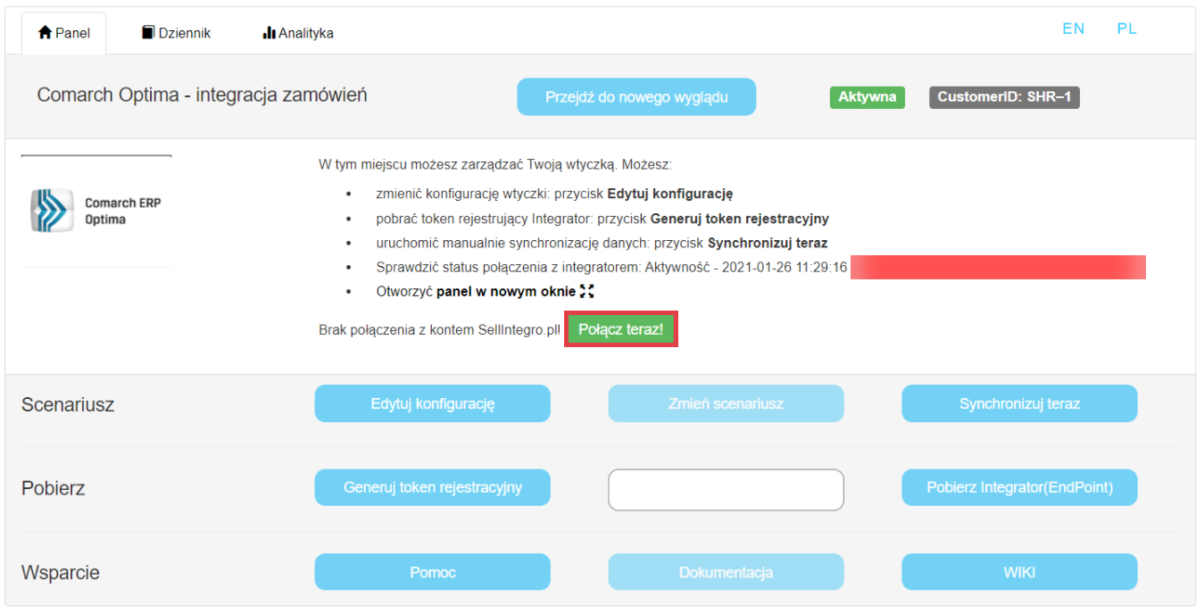 Panel administracyjny sklepu > Dodatki i integracje > Moje aplikacje > Przesyłanie zamówień z Shoper do Comarch ERP Optima > Konfiguracja