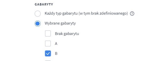 Dostawa dla obsługi produktów z gabarytem B