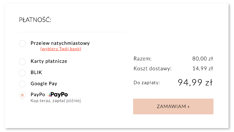 Dokonywanie zamówienia za pomocą usługi: Kup teraz, zapłać później