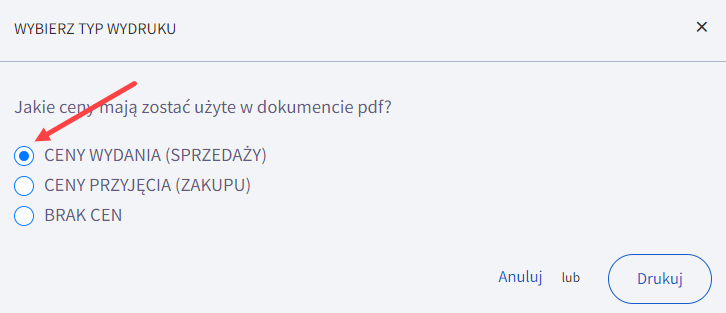 Jakie ceny mają zostać użyte w dokumencie PDF?
