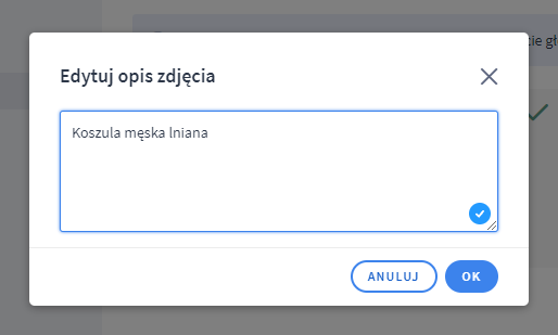 Wpisz alternatywny opis zdjęcia produktu Edycja alternatywnego opisu zdjęcia produktu w karcie produktu