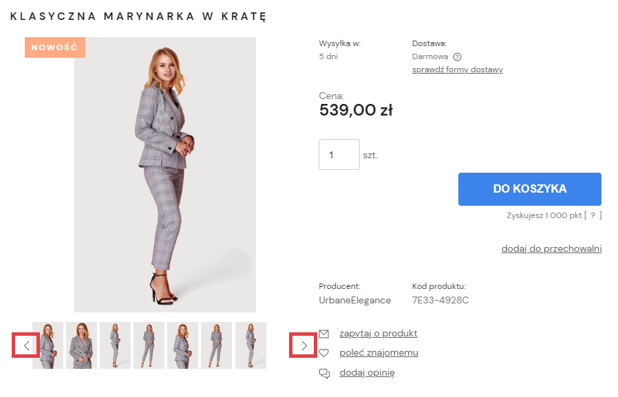 Galeria zdjęć produktowych w karcie produktu