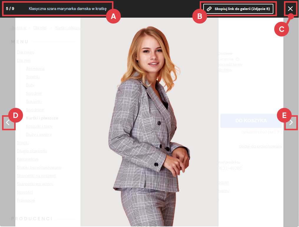 Front sklepu internetowego Shoper > Galeria zdjęć w karcie produktu w trybie pełnoekranowym
