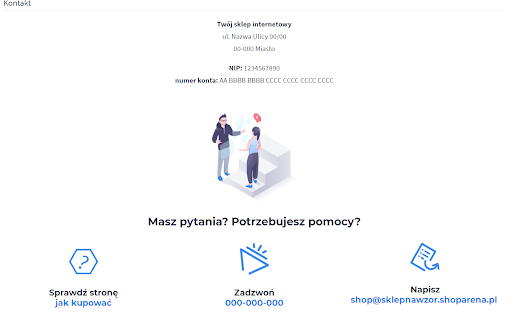 Przykład estetycznej i przejrzystej wizualnie strony Kontakt w sklepie Przykładowa przejrzysta i estetyczna strona kontaktowa