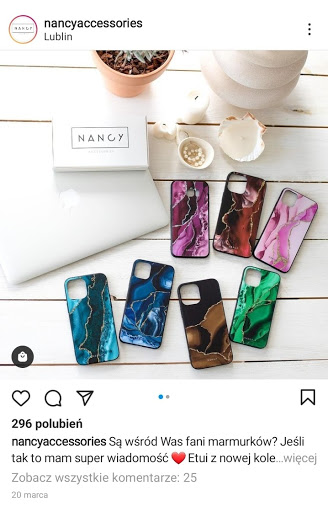 Przykład estetycznego zdjęcia produktu opublikowanego w poście na Instagramie