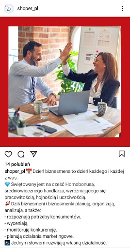 Przykład zdjęcia dodanego na Instagram z ciekawym przedstawieniem biznesu