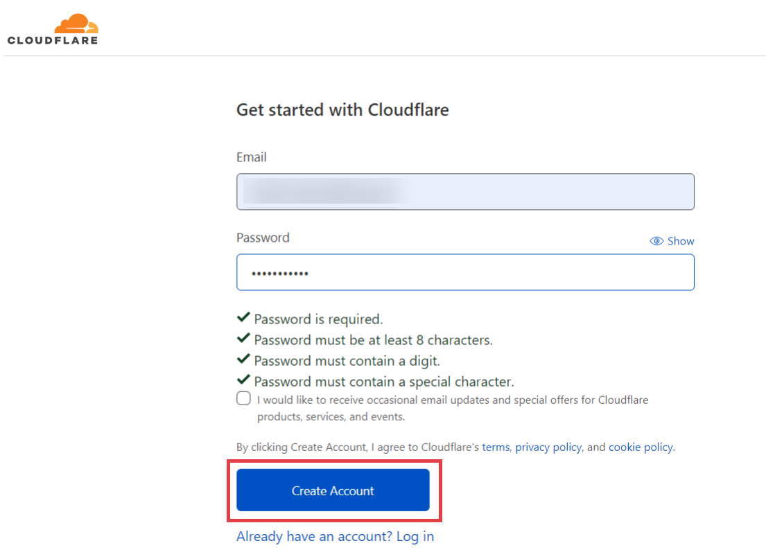 Załóż konto lub zaloguj się do serwisu Cloudflare Logowanie do serwisu Cloudflare