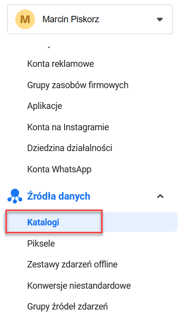 Przejdź do opcji: Źródła danych i kliknij: Katalogi