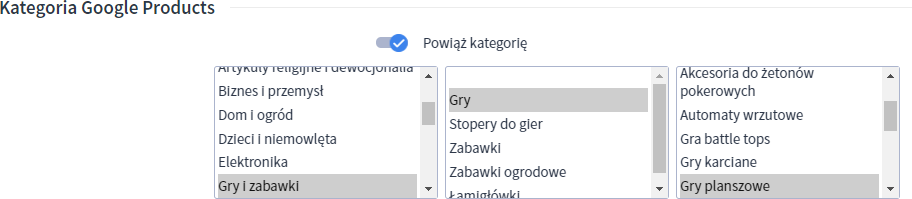Powiązanie kategorii produktów w sklepie Shoper z odpowiednimi kategoriami Google