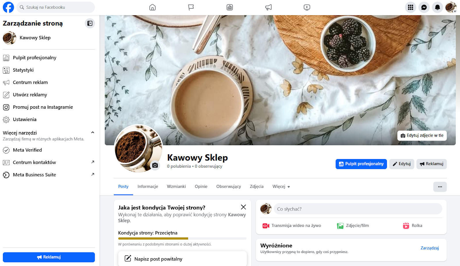 Twoja nowa strona na Facebooku jest gotowa! Nowo utworzona strona na Facebooku
