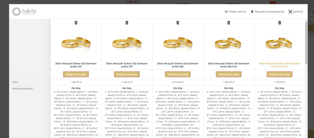 Strona sklepu Shoper > Porównywarka produktów > Sprawdzanie cech