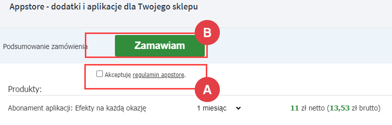 Zainstaluj aplikację Panel administracyjny > Dodatki i integracje > Aplikacje