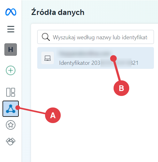 Wybierz piksel, dla którego chcesz wygenerować token Facebook Menadżer