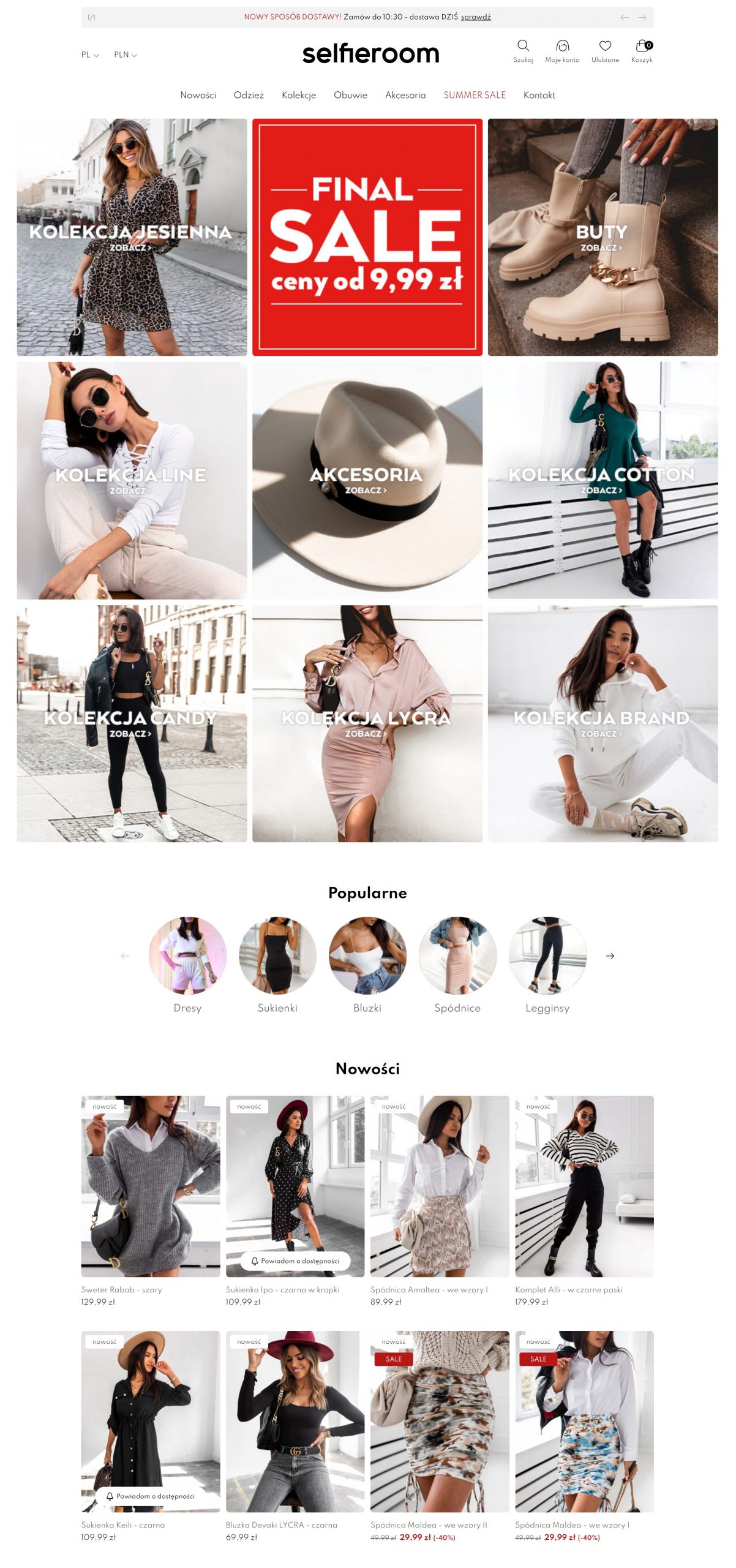 Autorska kolekcja marki Selfieroom Projekt sklepu Selfieroom.com został wykonany przez Autoryzowanego Partnera Shoper